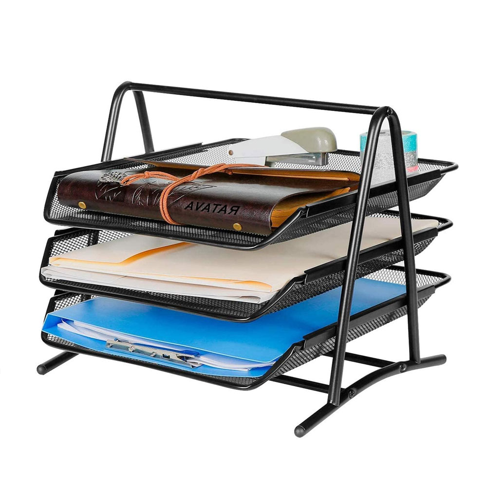 Desktop Filing Tray - منظم ملفات مكتبي منزلق بثلاث طبقات،