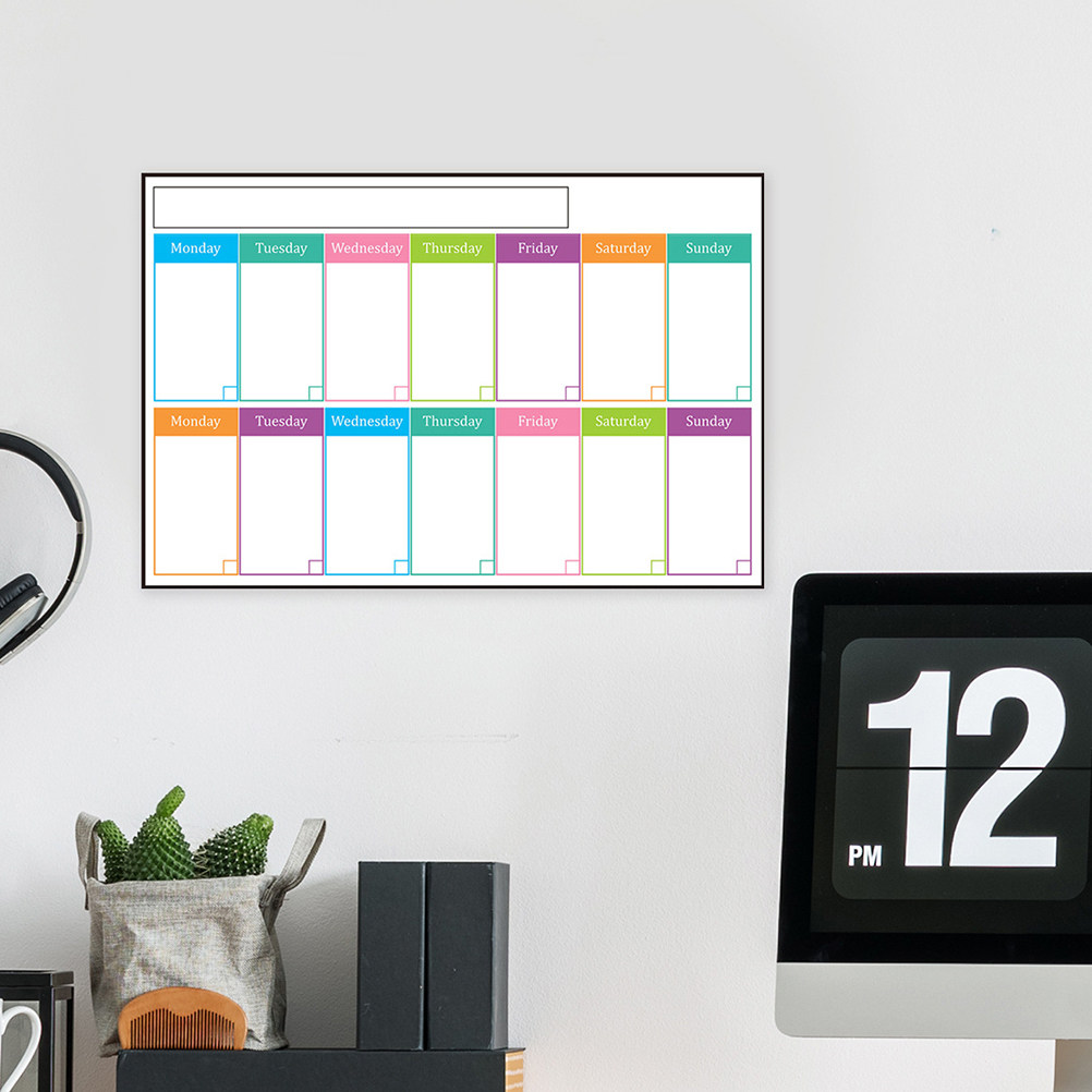 Dry Erase Weekly - لوح تقويم أسبوعي لاصق قابل للمسح