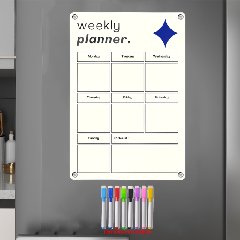Dry Erase Weekly - لوح تخطيط أسبوعي مغناطيسي قابل لإعادة