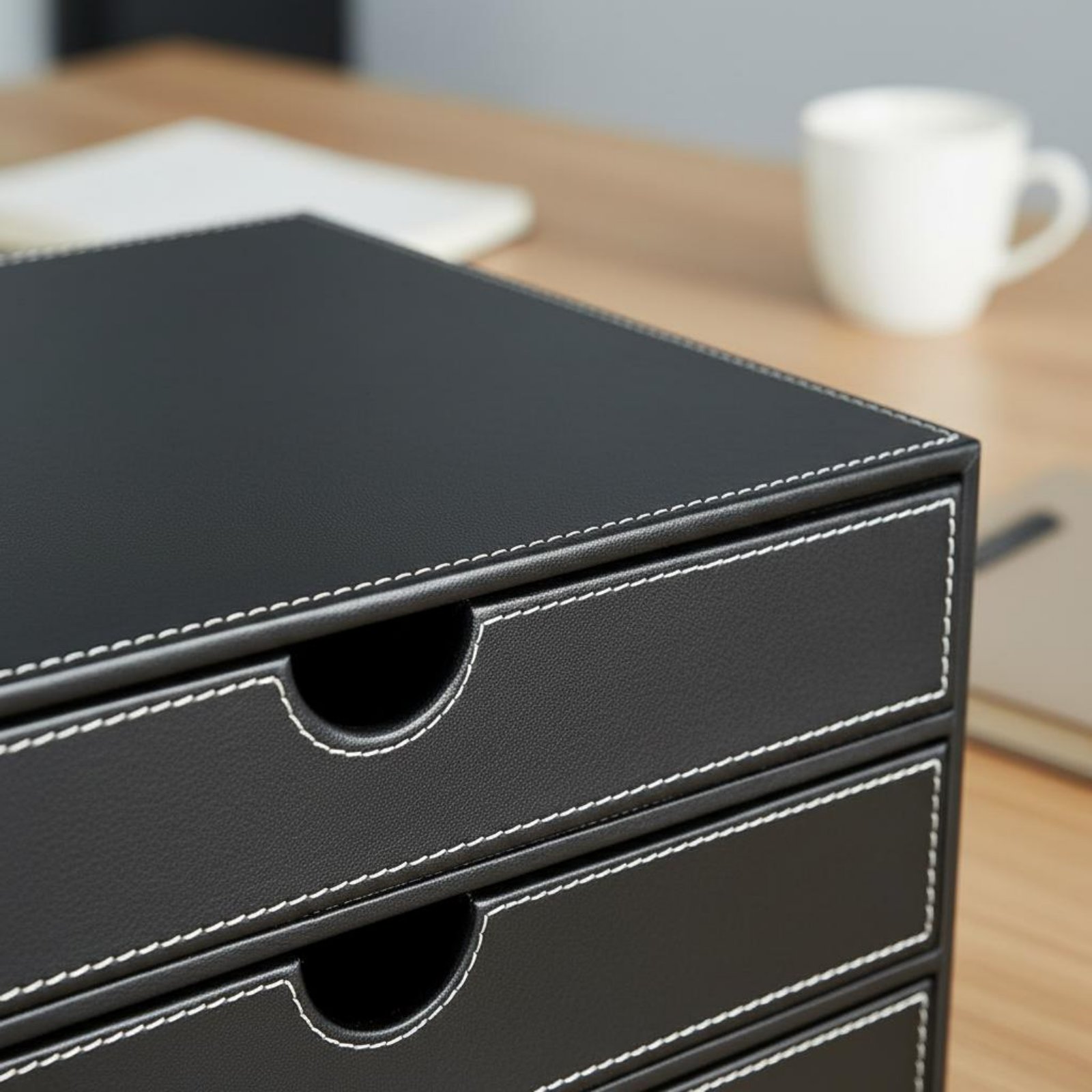 Desktop Filing Tray - منظم مكتب جلدي يدوي الصنع بثلاثة