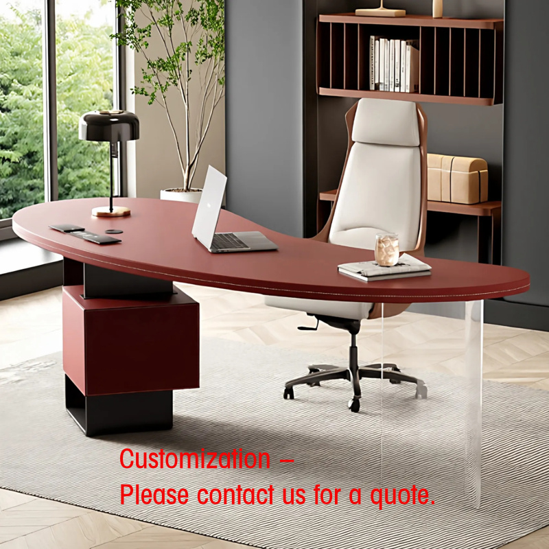 Office Furniture High End - مكتب كمبيوتر فاخر من الجلد بتصميم