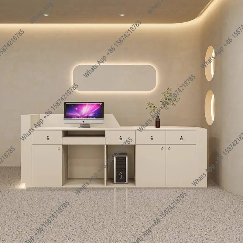 مكاتب استقبال بيضاء بتصميم DC  - مراجعة Office Furniture Logo وسعره