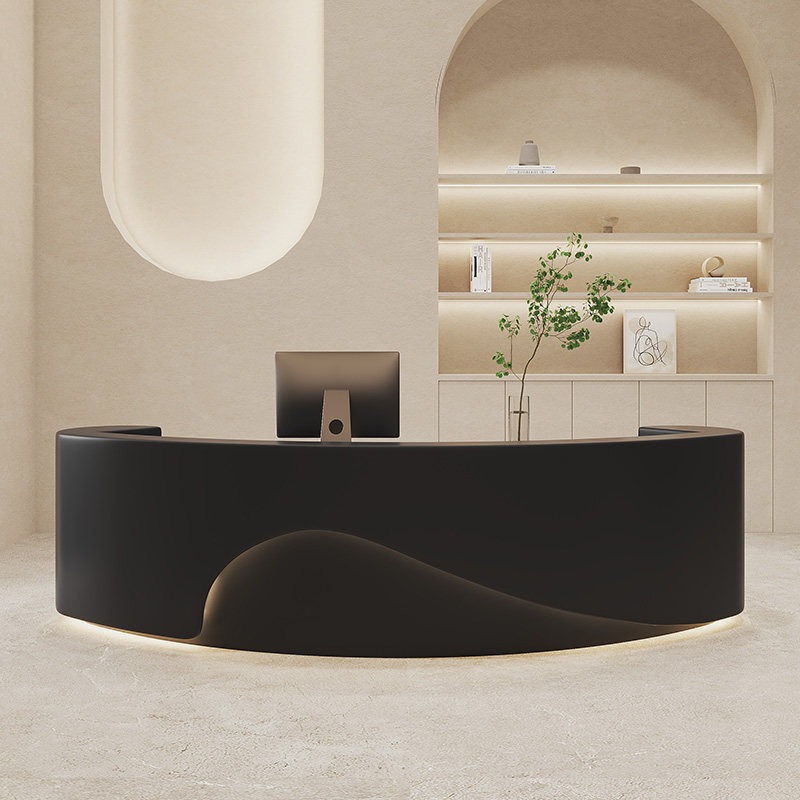 مكتب استقبال بتصميم قوسي مع شع - مراجعة Office Furniture Logo وسعره