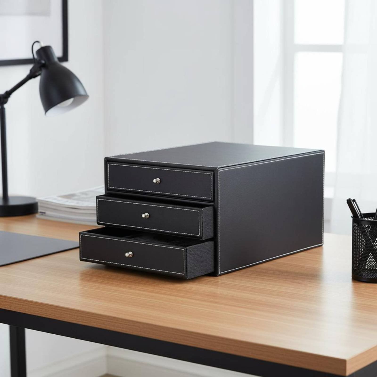 منظم مكتب جلدي يدوي الصنع بثلا - مراجعة Desktop Filing Tray وسعره