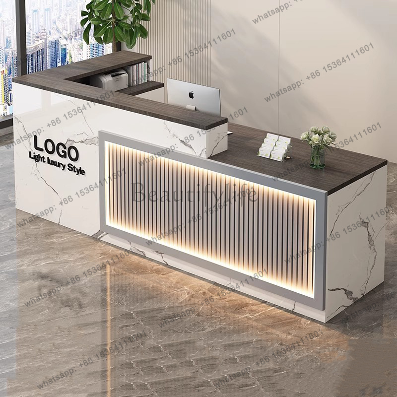 مكتب استقبال فاخر وبسيط مع شعا - مراجعة Office Furniture Logo وسعره